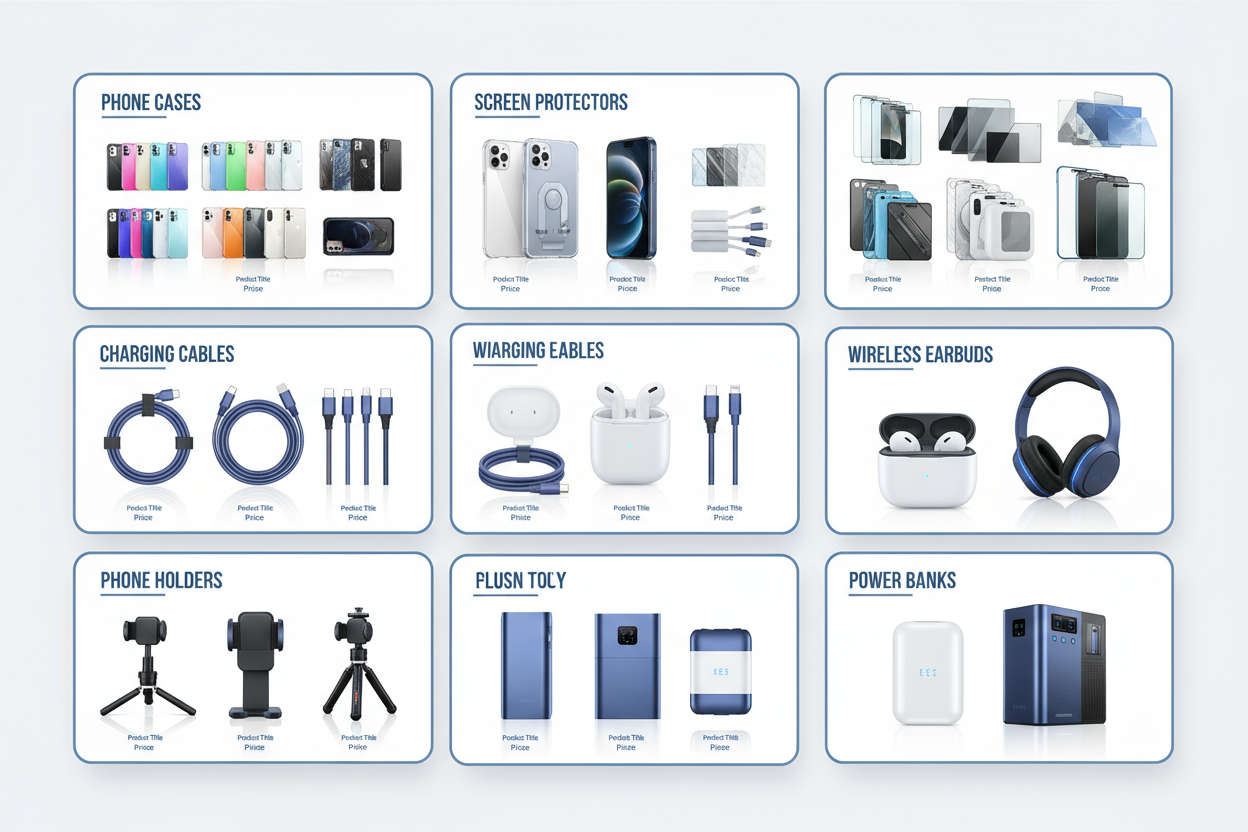 create template of mobiles accessories products